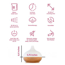 Load image into Gallery viewer, Aroma Therapy Essential Oil Diffuser, Ultrasonic Cool Mist Humidifier for Office Home or Baby, Adjustable 7 Color LED, Timer and Auto-Shut Off Safety Feature ( 300ml, Wood Grain)