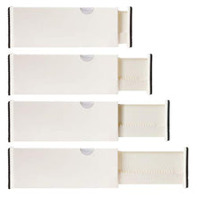 Load image into Gallery viewer, 4 Drawer Organizer and Dividers, Organize Silverware and Utensils in Home Kitchen, Divider for Clothes in Bedroom Dresser, Designed to Not Snag Underwear and Bra Fabrics, Bathroom Storage Organizers