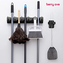Load image into Gallery viewer, 2 Pack Broom Holder w/ Mop Gripper - Self Adhesive, No-Drilling, Wall Mount Tool Organizers For Kitchen, Garage, Laundry Room- Anti-Slip Hanger For Brooms, Mops, Rakes, Dustpans (Combo Black / Black)