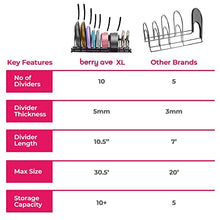 Load image into Gallery viewer, XL Expandable 10+ Pan Organizer and Pot Rack, Rustproof Kitchen Cabinet Storage Organizer For Heavy Pots Pans and Cookware, Counter Organization and Lid Holder, Easy To Pull and Expand Up To 30.5 Inches
