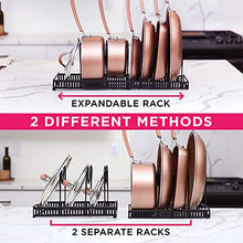 Load image into Gallery viewer, XL Expandable 10+ Pan Organizer and Pot Rack, Rustproof Kitchen Cabinet Storage Organizer For Heavy Pots Pans and Cookware, Counter Organization and Lid Holder, Easy To Pull and Expand Up To 30.5 Inches