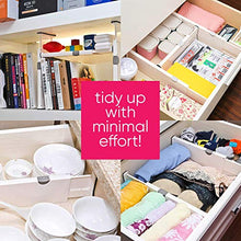 Load image into Gallery viewer, 8 Drawer Organizer and Dividers, Organize Silverware and Utensils in Home Kitchen, Divider for Clothes in Bedroom Dresser, Designed to Not Snag Underwear and Bra Fabrics, Bathroom Storage Organizers