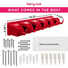 Load image into Gallery viewer, Berry Ave Broom Holder and Garden Tool Organizer Rake or Mop Handles Up to 1.25-Inches (Red, 1pk)