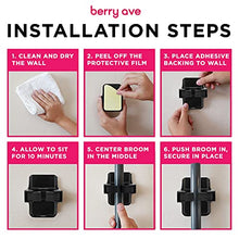 Load image into Gallery viewer, 2 Pack Broom Holder w/ Mop Gripper - Self Adhesive, No-Drilling, Wall Mount Tool Organizers For Kitchen, Garage, Laundry Room- Anti-Slip Hanger For Brooms, Mops, Rakes, Dustpans (Combo Black / Black)