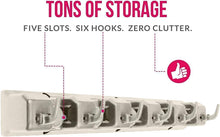 Load image into Gallery viewer, Broom Holder Wall Mount and Garden Tool Organizer, Closet Storage, Kitchen Rack, Home Organization and Garage Organizer for Rake or Mop Handles , Hanger Plus 6 Hooks (BEIGE, 1 PACK)