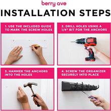 Load image into Gallery viewer, Berry Ave Broom Holder and Garden Tool Organizer Rake or Mop Handles Up to 1.25-Inches (Red, 1pk)