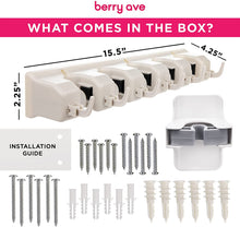 Load image into Gallery viewer, 2 Pack Broom Holder w/ Mop Gripper - Self Adhesive, No-Drilling, Wall Mount Tool Organizers For Kitchen, Garage, Laundry Room- Anti-Slip Hanger For Brooms, Mops, Rakes, Dustpans (Combo Gray / White)