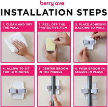 Load image into Gallery viewer, 2 Pack Broom Holder w/ Mop Gripper - Self Adhesive, No-Drilling, Wall Mount Tool Organizers For Kitchen, Garage, Laundry Room- Anti-Slip Hanger For Brooms, Mops, Rakes, Dustpans (Combo Gray / White)