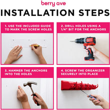 Load image into Gallery viewer, Berry Ave Broom Holder and Garden Tool Organizer Rake or Mop Handles Up to 1.25-Inches (Red, 1pk)