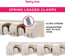 Load image into Gallery viewer, 2 Pack Broom Holder w/ Mop Gripper - Self Adhesive, No-Drilling, Wall Mount Tool Organizers For Kitchen, Garage, Laundry Room- Anti-Slip Hanger For Brooms, Mops, Rakes, Dustpans (Combo Gray / White)