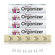 Berry Ave Broom Holder & Wall Mount Garden Tool Organizer- Kitchen, Closet, Garage & Laundry Room Storage With 5 Slots And 6 Hooks- Wall Holder For Broom, Rake & Mop Handles Up To 1.25” [Beige 4-Pack]