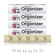 Berry Ave Broom Holder & Wall Mount Garden Tool Organizer- Kitchen, Closet, Garage & Laundry Room Storage With 5 Slots And 6 Hooks- Wall Holder For Broom, Rake & Mop Handles Up To 1.25” [Beige 4-Pack]