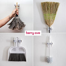 Load image into Gallery viewer, Berry Ave Broom Holder &amp; Mop Grippers [5-Pack]- Self Adhesive, No-Drilling, Wall Mount Tool Organizers For Kitchen, Garage, Laundry Room- Anti-Slip Hanger For Brooms, Mops, Rakes, Dustpans- White
