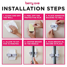 Load image into Gallery viewer, Berry Ave Broom Holder &amp; Mop Grippers [5-Pack]- Self Adhesive, No-Drilling, Wall Mount Tool Organizers For Kitchen, Garage, Laundry Room- Anti-Slip Hanger For Brooms, Mops, Rakes, Dustpans- White
