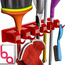 Load image into Gallery viewer, Berry Ave Broom Holder and Garden Tool Organizer Rake or Mop Handles Up to 1.25-Inches (Red, 1pk)
