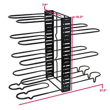 Load image into Gallery viewer, Adjustable Pan Organizer and Pot Rack with 8 Tiers, Rustproof Kitchen Cabinet Storage Organizer For Heavy Pots Pans and Cookware, Display On Counter w/ 3 Easy DIY Options (Vertical / Horizontal)
