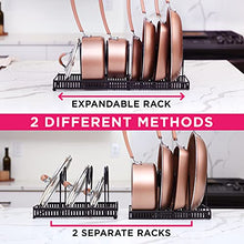 Load image into Gallery viewer, Expandable 7+ Pan Organizer and Pot Rack, Rustproof Kitchen Cabinet Storage Organizer For Heavy Pots Pans and Cookware, Counter Organization and Lid Holder, Easy To Pull and Expand Up To 22.9 Inches

