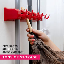 Load image into Gallery viewer, Berry Ave Broom Holder and Garden Tool Organizer Rake or Mop Handles Up to 1.25-Inches (Red, 1pk)
