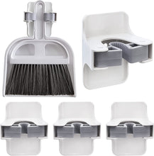 Load image into Gallery viewer, Berry Ave Broom Holder &amp; Mop Grippers [5-Pack]- Self Adhesive, No-Drilling, Wall Mount Tool Organizers For Kitchen, Garage, Laundry Room- Anti-Slip Hanger For Brooms, Mops, Rakes, Dustpans- White
