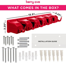 Load image into Gallery viewer, Berry Ave Broom Holder and Garden Tool Organizer Rake or Mop Handles Up to 1.25-Inches (Red, 1pk)
