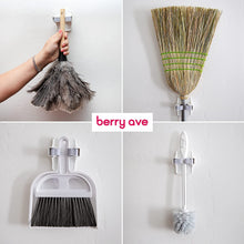 Load image into Gallery viewer, Berry Ave Broom Holder &amp; Mop Grippers [5-Pack]- Self Adhesive, No-Drilling, Wall Mount Tool Organizers For Kitchen, Garage, Laundry Room- Anti-Slip Hanger For Brooms, Mops, Rakes, Dustpans- White
